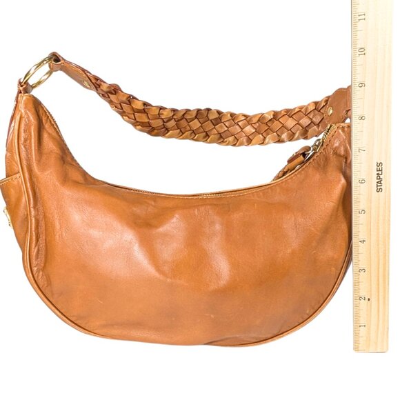 Michael Kors Nolita Tan Leather Braided Hobo Zip Boho Festival Shoulder Bag - Picture 3 of 9
